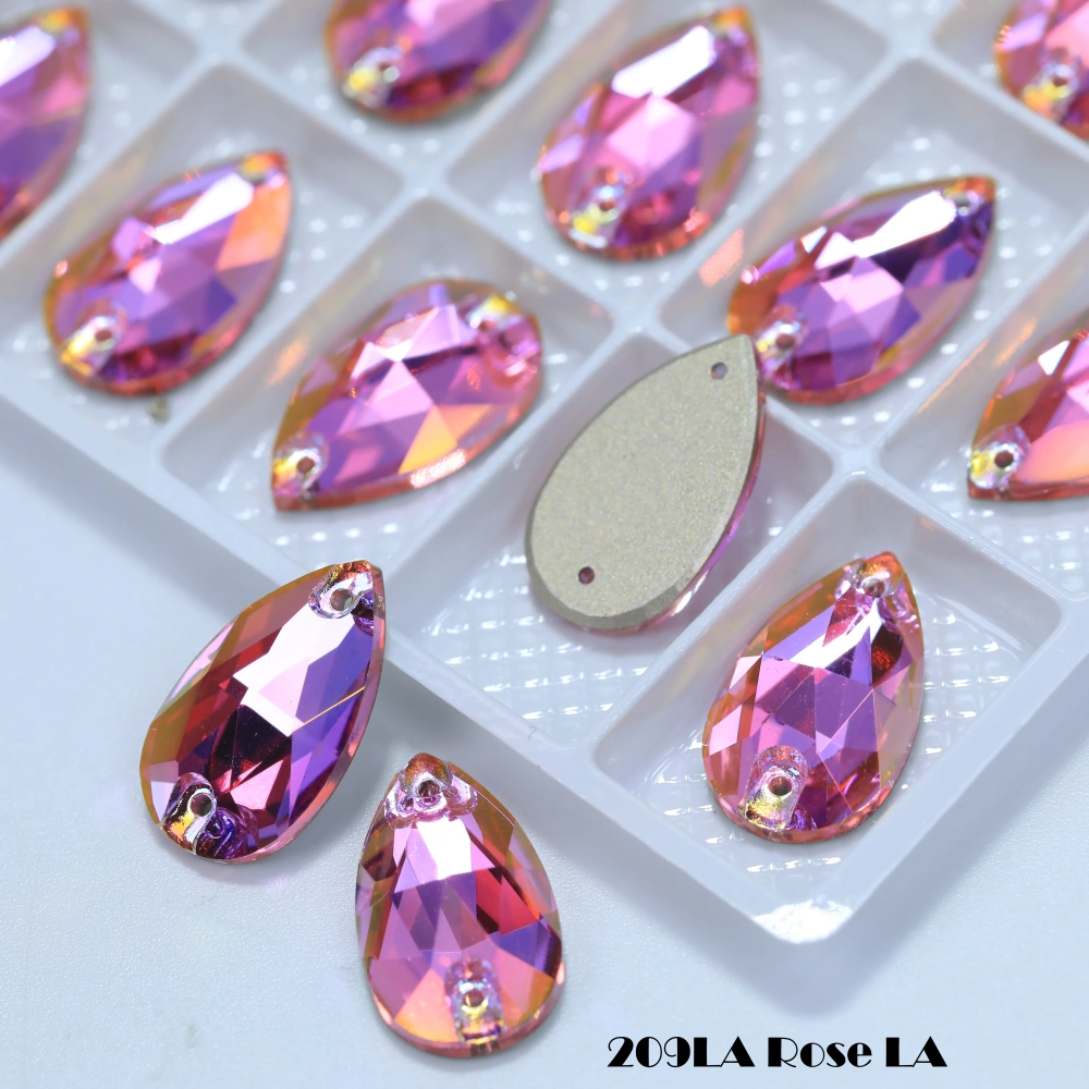 Shiny Color Coated Premium Grade Glass Crystal Water Drop Flat Buckle LA Hand Sewn Stone DIY Cloth Decor Bags Shoes Phone Cases