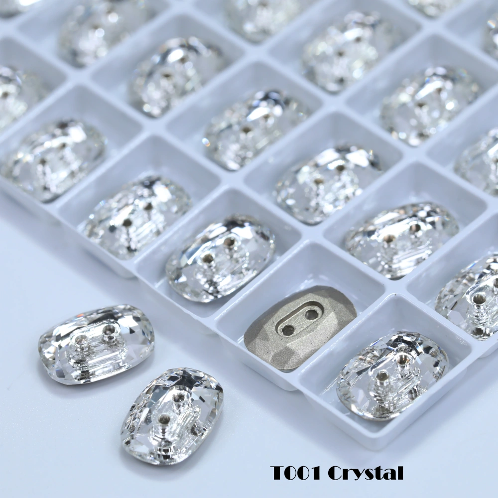 Rhinestones 2 Hole Round Octagen Buttons Stone-Design Version White Coated High Quality Crystal Sparkling Fancy for DIY Clothing