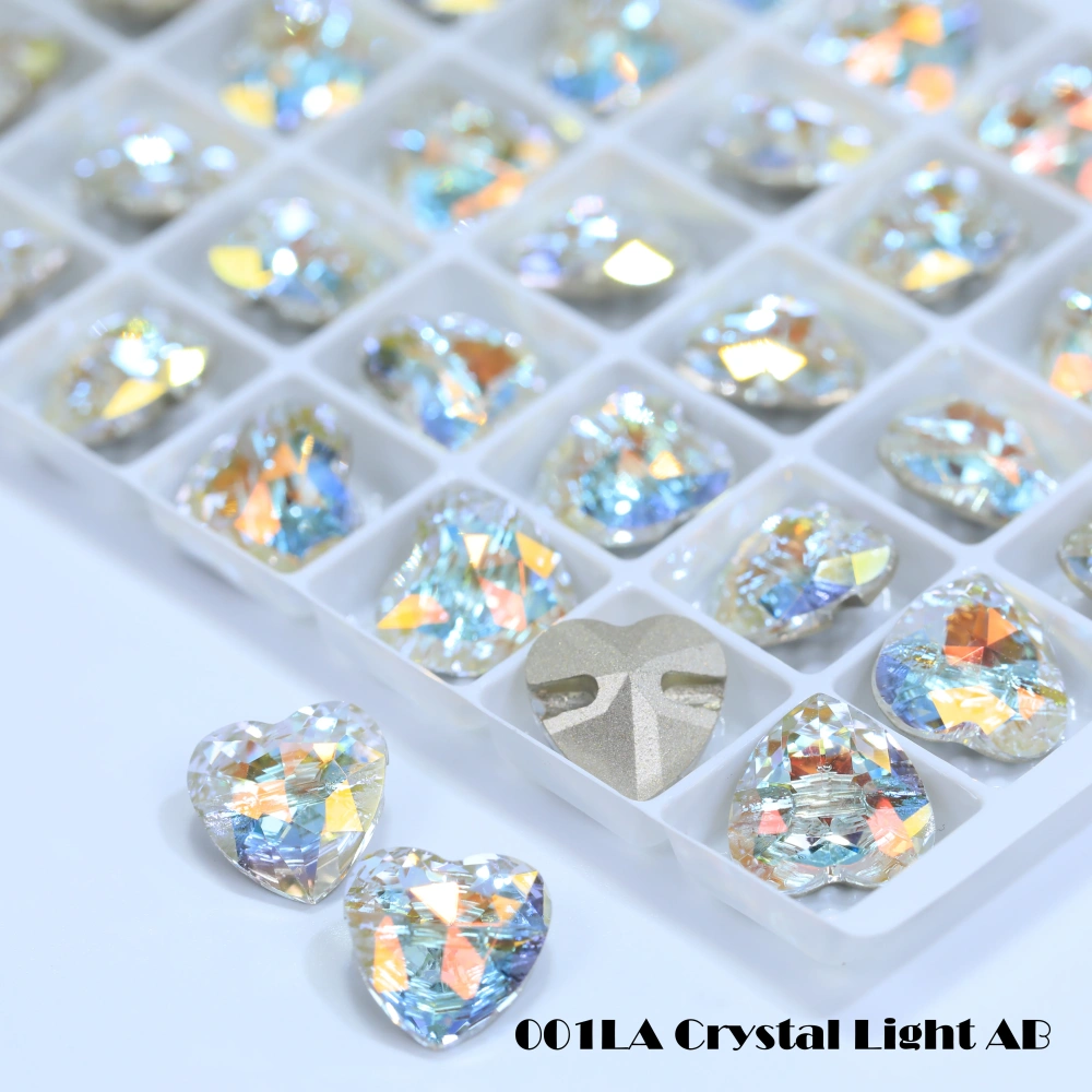 Heart Design Version Crystal Rhinestone Buttons Irregular Shiny Decorative Buttons for Dress Craft DIY Decoration AB GS SA