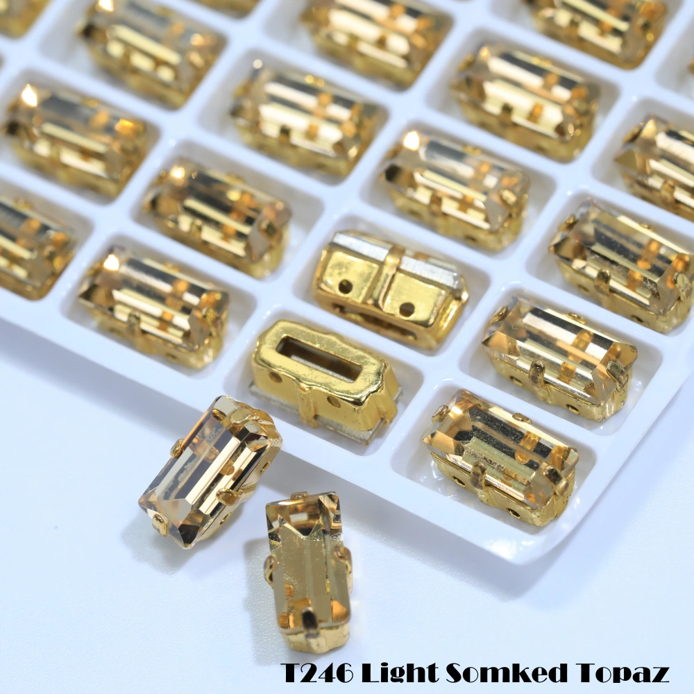 Top Quality Color Glass Crystal Baguette Rectangle Pointed Back Sew on Claw Rhinestones Shiny Fancy Loose Stones DIY Garment bag