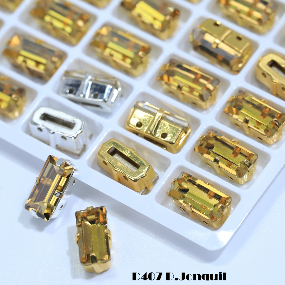 Top Quality Color Glass Crystal Baguette Rectangle Pointed Back Sew on Claw Rhinestones Shiny Fancy Loose Stones DIY Garment bag