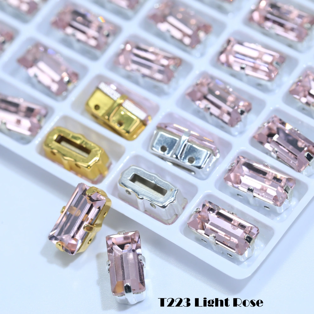 Top Quality Color Glass Crystal Baguette Rectangle Pointed Back Sew on Claw Rhinestones Shiny Fancy Loose Stones DIY Garment bag