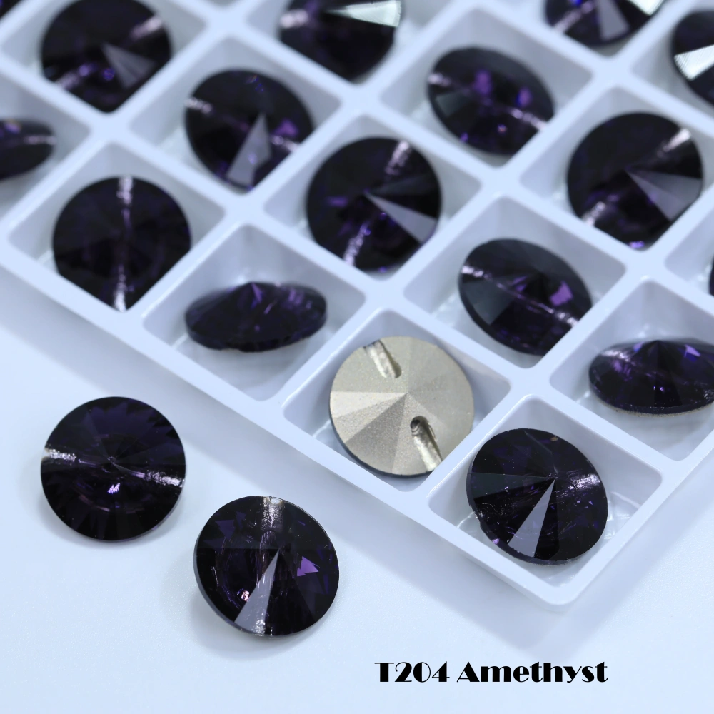 High Quality Universal Rivoli Cross Hole Buttons Shiny Rhinestone Buttons for Clothes Bags Shoes Garment DIY Sewing Decorative