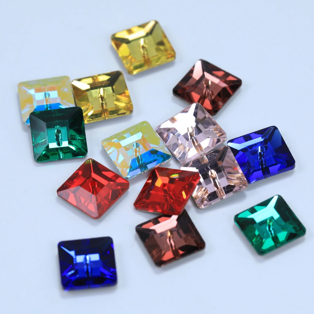 Premium Glass Crystal Square Lochrose Sew-on Stone White Coated Rhinestones For DIY Handmade Crafts Clothing Decor Accessories