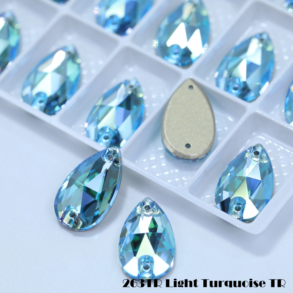 Drop TR Effect Transmission Silk Siam Glass Crystal Sewing Stones Flatback Sew on Rhinestones For Garment Clothes Bags