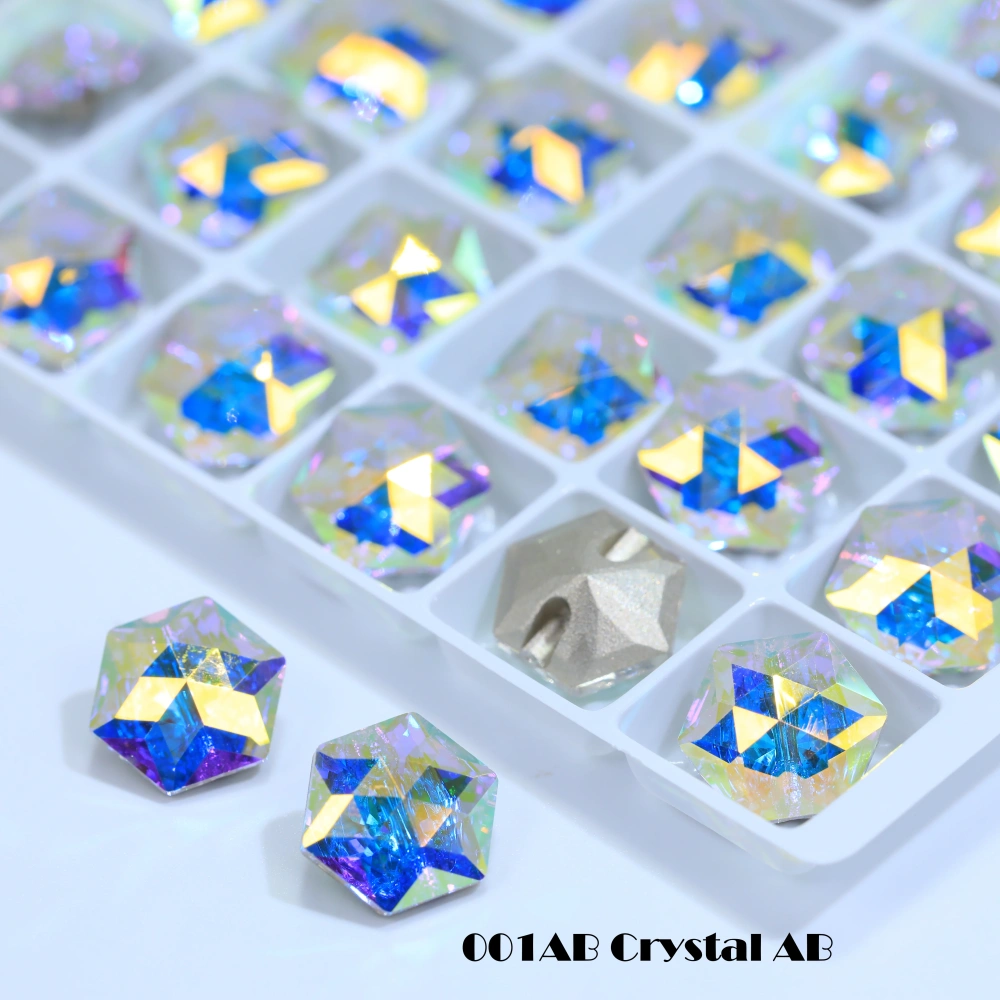Hexagon Cross Hole Shank Buttons Metal Alloy Fasteners for Clothing Coat Jacket Shirt DIY Sewing Craft Accessories