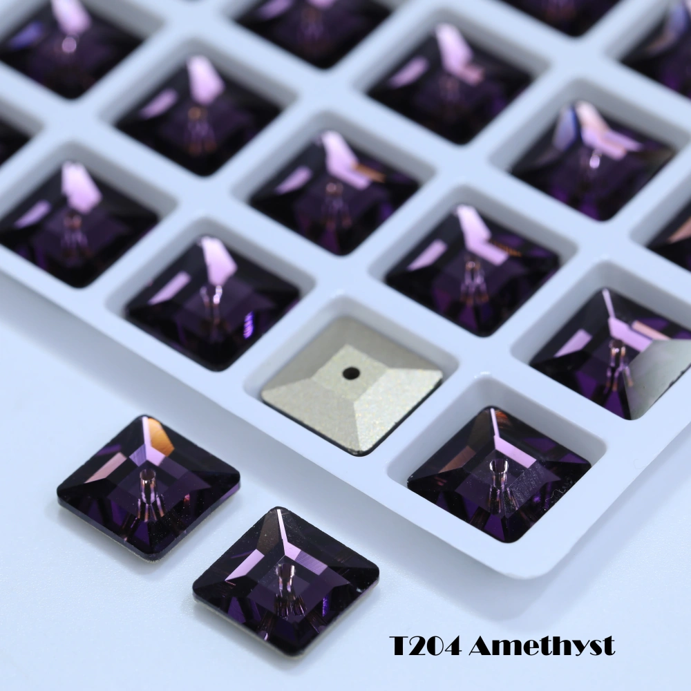 Premium Glass Crystal Square Lochrose Sew-on Stone White Coated Rhinestones For DIY Handmade Crafts Clothing Decor Accessories