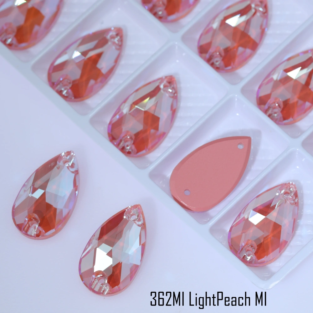 Sparkling Glass Crystal Sew-on Stones Rhinestone Drop Style with Paint Effect MI Shiny Hand Sewing Stones for DIY Craft Clothing