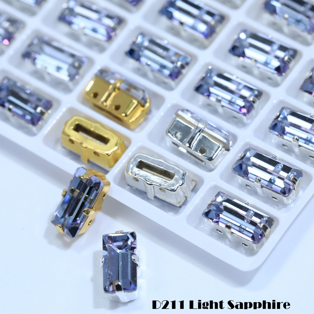 Top Quality Color Glass Crystal Baguette Rectangle Pointed Back Sew on Claw Rhinestones Shiny Fancy Loose Stones DIY Garment bag