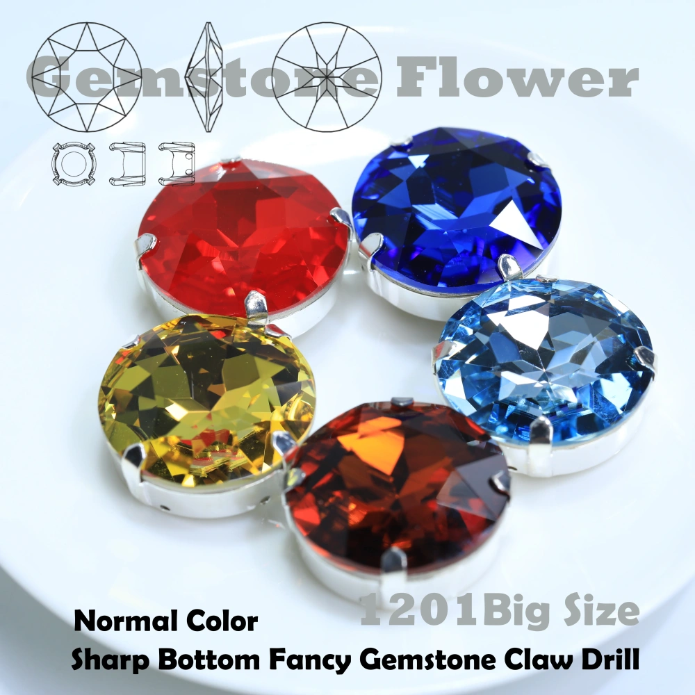 Sparkly Color  Gemstone Flower Big Glass Crystal Sewing Stones Clothing Phone Case Bedazzling Bag Decor Bling DIY Craft Supplies