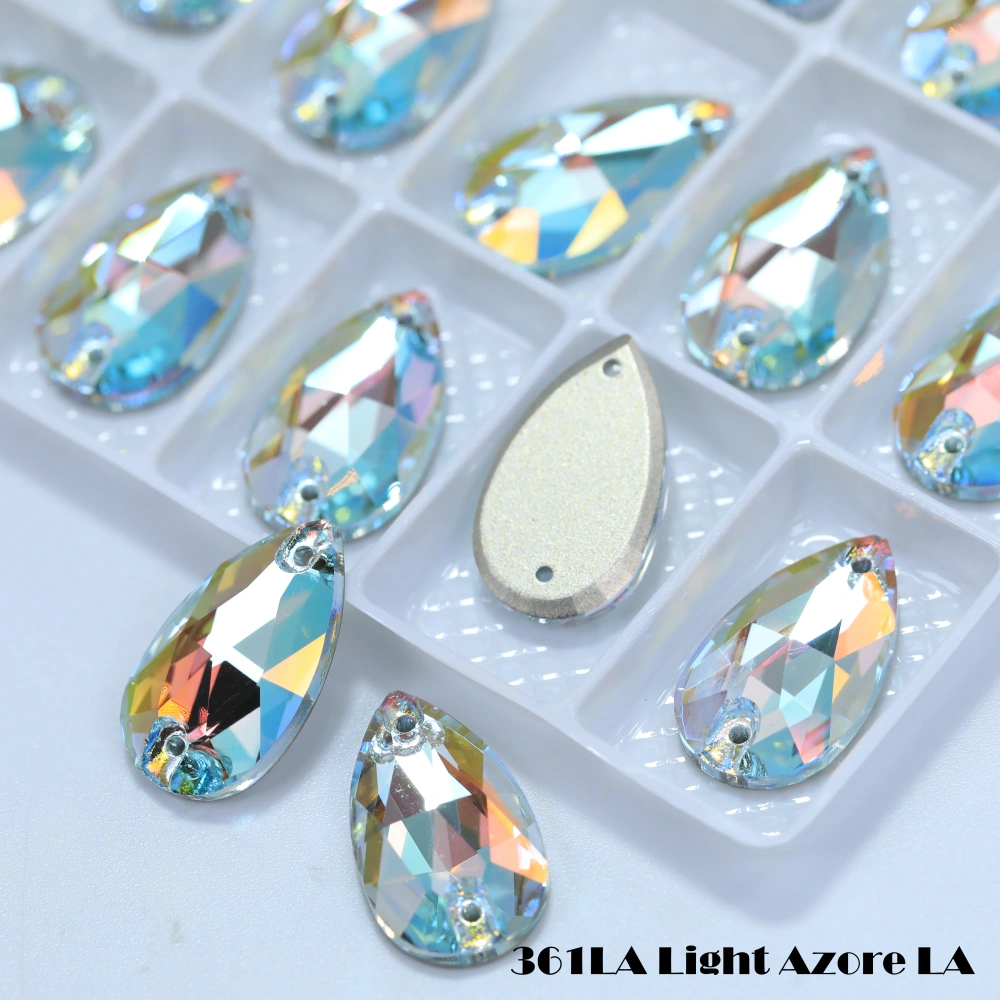 Shiny Color Coated Premium Grade Glass Crystal Water Drop Flat Buckle LA Hand Sewn Stone DIY Cloth Decor Bags Shoes Phone Cases