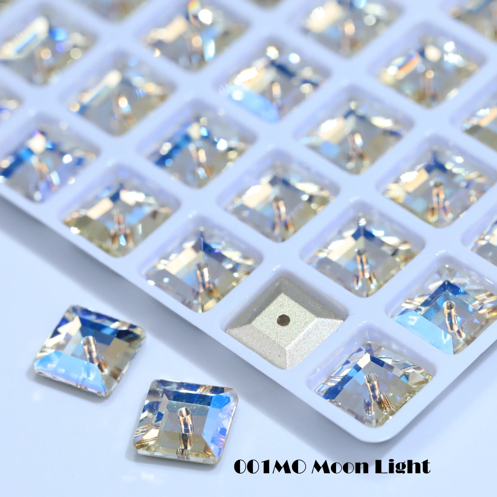 Premium Glass Crystal Square Lochrose Sew-on Stone White Coated Rhinestones For DIY Handmade Crafts Clothing Decor Accessories