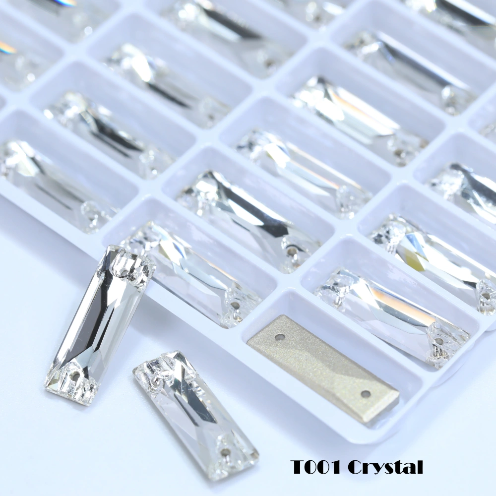 White Coated Cosmic Baguette Sew On Stones Long Glass Crystal Wedding Party Decor Nail Art DIY Craft Ornaments Craft Supplies