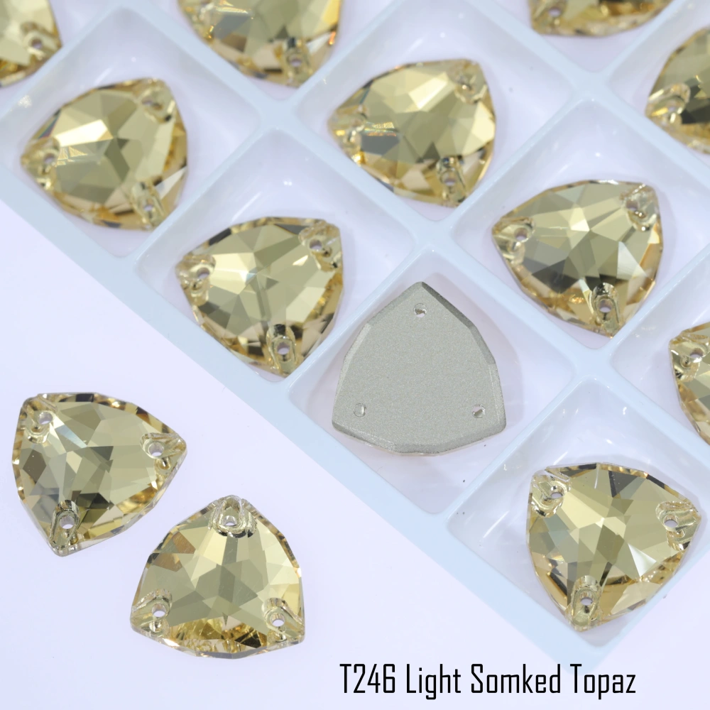 Triangle Sew on Stone Moonlight Glass Crystal Dazzling Hotfix Flatback Sewing Colorful Rhinestones For DIY Garment Clothes Bags