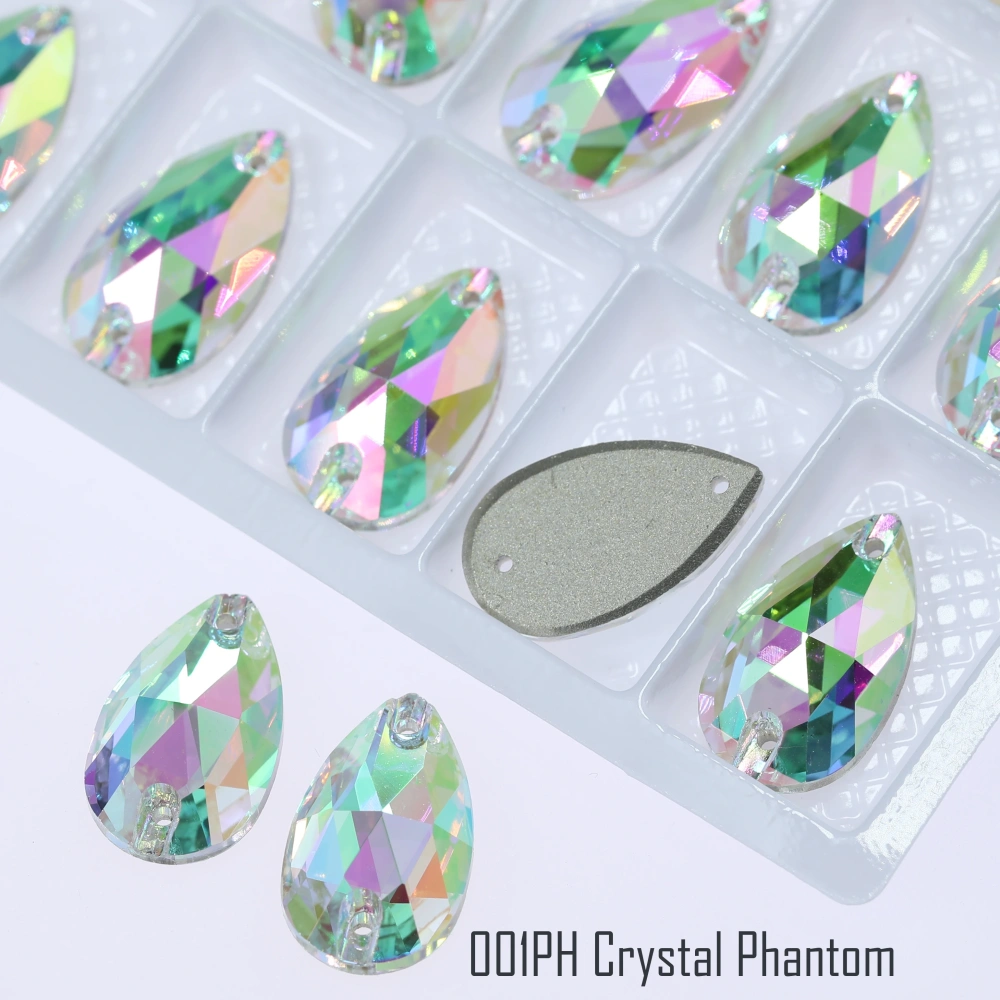 Top Quality Drop Sew On Rhinestone Glass Crystal AB Moonlight Sewing Stones For Garment Clothes Bags Flatback Sew on Rhinestones