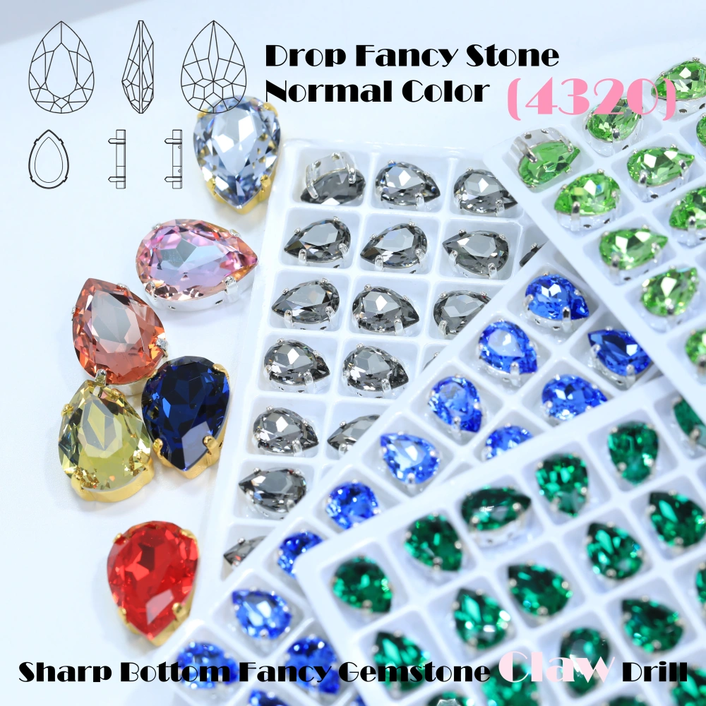 AAA Grade Bling Glass Crystal Chubby Teardrop Claw Rhinestones 3D Sparkle Sew On for DIY Craft Embellishments Bags Shoes Apparel