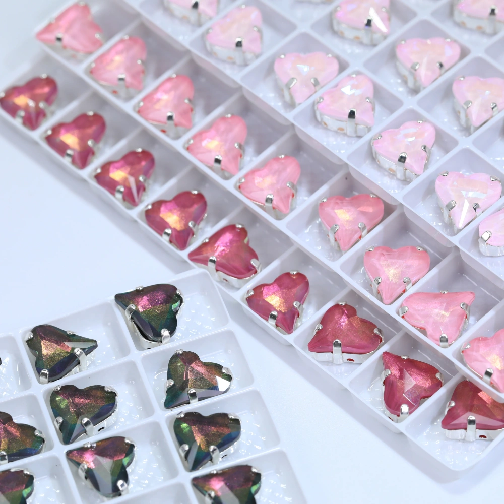 Sweet Heart Fancy Stone Claw Rhinestones Bright Lacquer Finish Plating Effect Top Quality Shine Crystal for Clothing Decoration