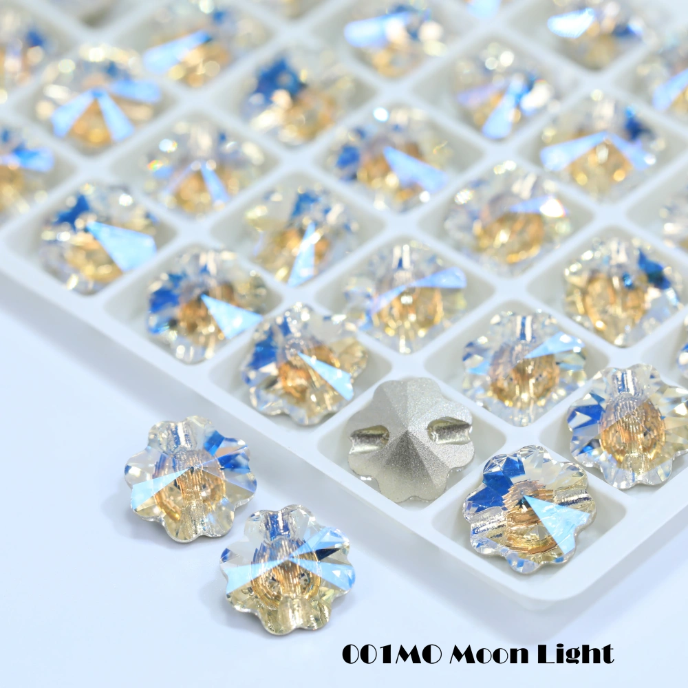5A Grade High Quality Sparkling Glass Crystal Buttons Clover Shape Cross Hole Shiny Buttons for Clothing Sewing Accessories