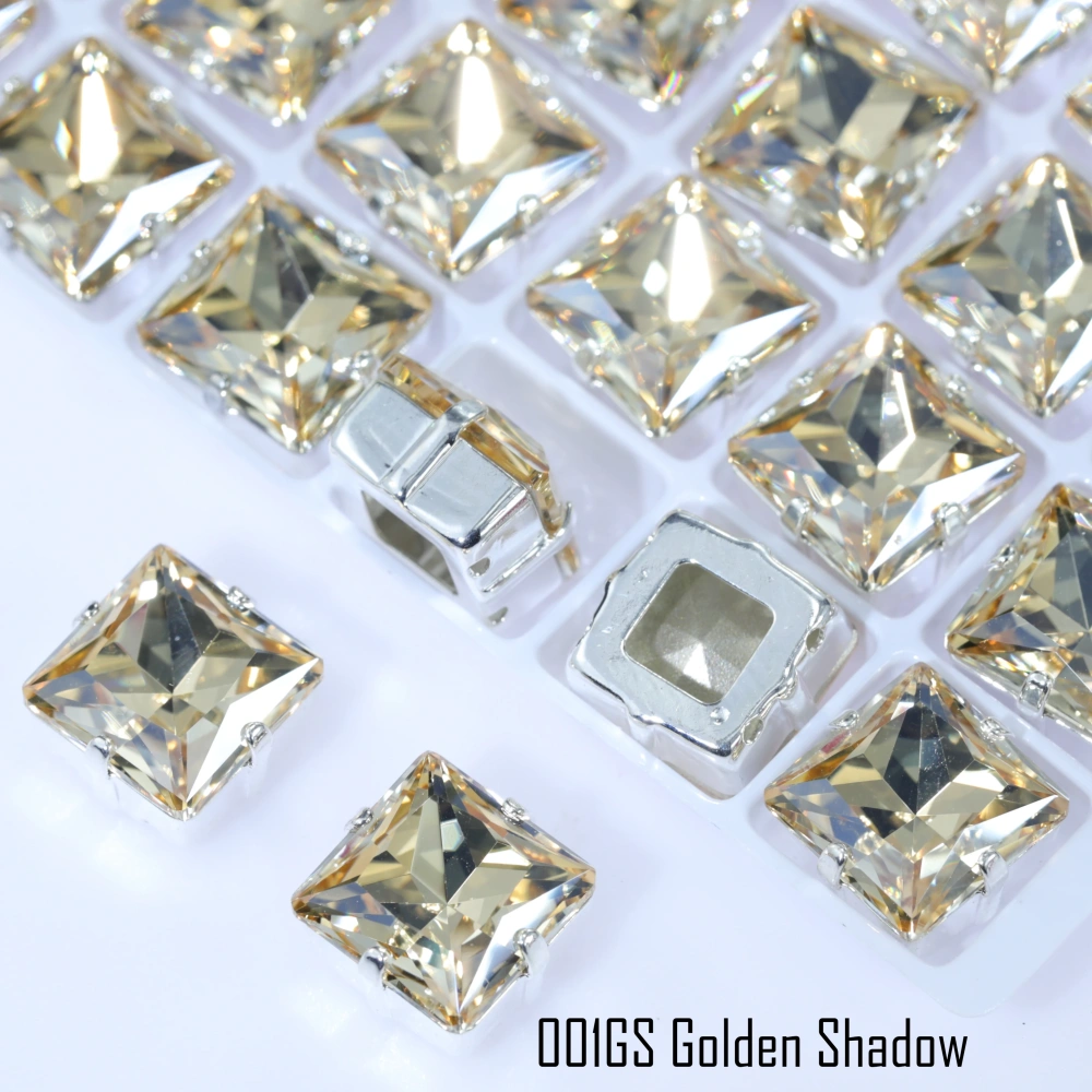 Crystal Plating Effect Princes Square Fancy Stone Claw-Set Rhinestones High-Shine Artificial Crystal DIY Accessoriesfor Wedding