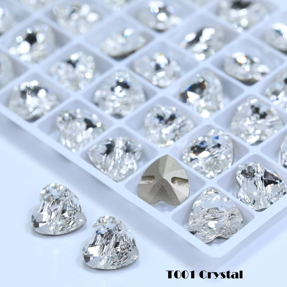 Heart Design Version Crystal Rhinestone Buttons Irregular Shiny Decorative Buttons for Dress Craft DIY Decoration AB GS SA