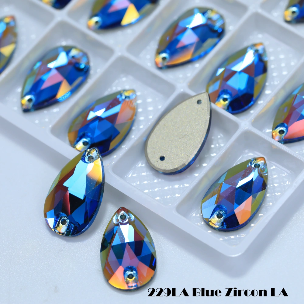 Shiny Color Coated Premium Grade Glass Crystal Water Drop Flat Buckle LA Hand Sewn Stone DIY Cloth Decor Bags Shoes Phone Cases