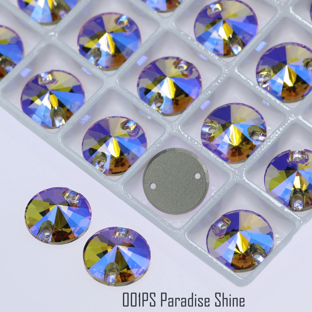 Rivoli Sew-on Stone Crystal Plating Effect Sparkling Fancy Sewing Stones Glass Crystal Rhinestones for DIY clothing and wedding
