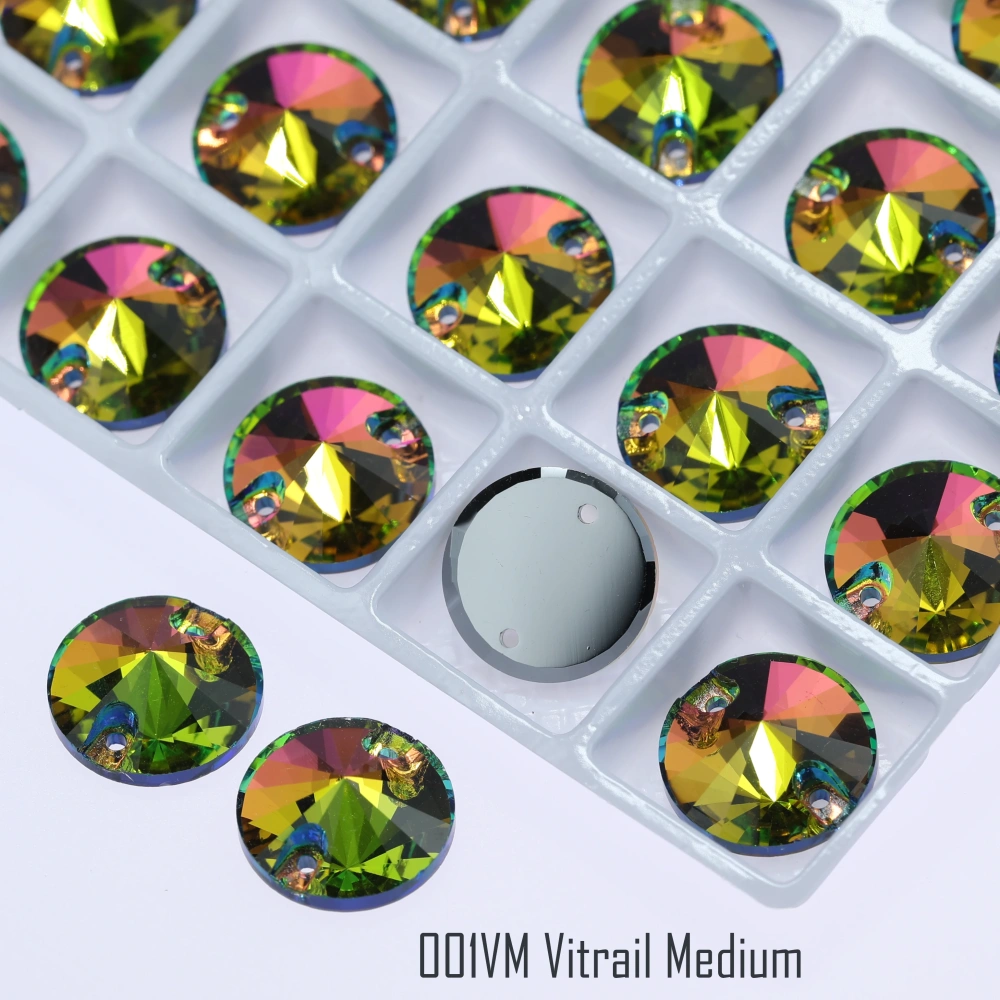 Rivoli Sew-on Stone Crystal Plating Effect Sparkling Fancy Sewing Stones Glass Crystal Rhinestones for DIY clothing and wedding
