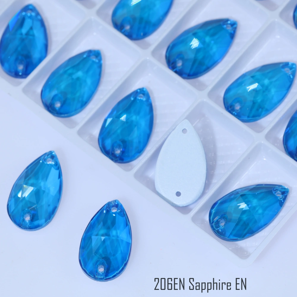 Sew-on Rhinestones for Clothing Decoration Crystal Glass Drop Stones with Sparkling Paint Effect EN Hand Sew-on Gemstones Pink