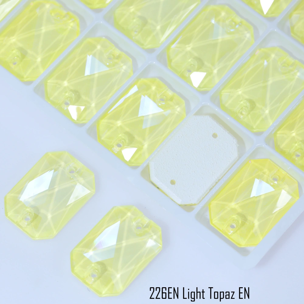 Luminous Emerald Cut Glass Crystal Sew-on Stones Paint Effect Style Sparkling Sewing Stones for Clothing Decoration Rhinestones
