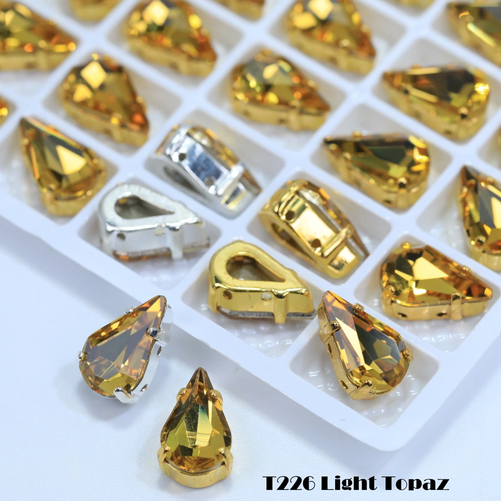 All Size Colour Tear Drop Glass Crystal Sewing Stone Sew on Rhinestones Gold Silver Claw Rhinestones For Garment Clothes Bags