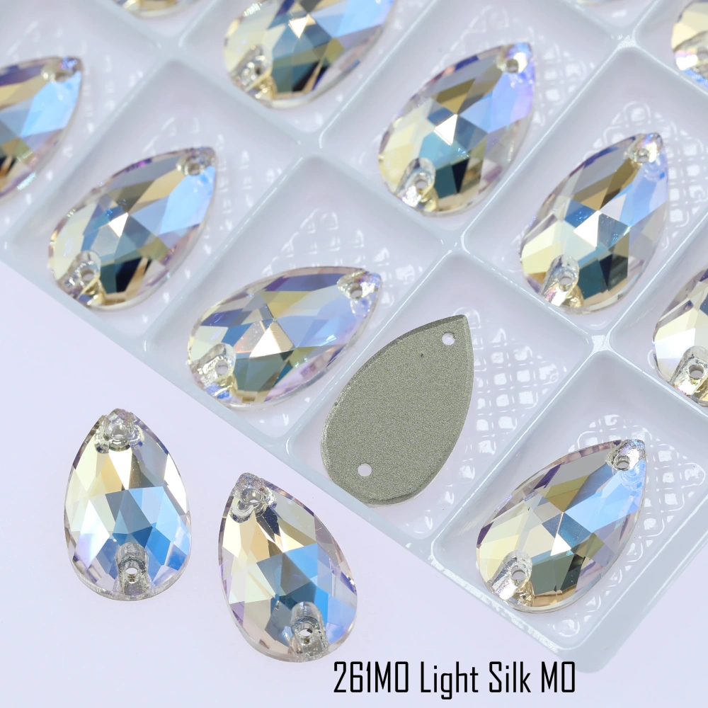 MO Sparkling Glass Rhinestone Drop Sew-on Stones Normal Color Plating Effect DIY Craft Clothing Shoe Bag Accessory Fancy Crystal