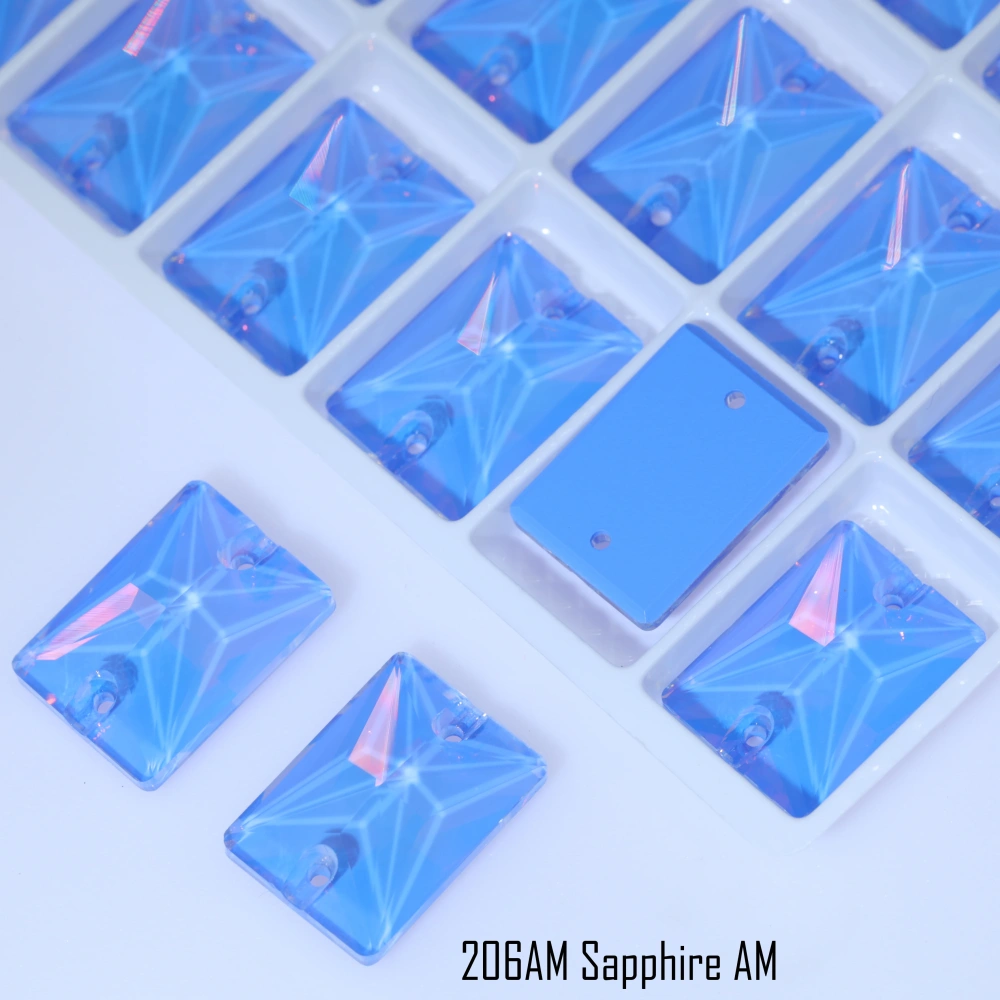 Rectangular Right-Angle AM Sew-On Glass Crystal White Glossy Finish DIY Craft Supplies For Clothing Phone Case Hair Accessories
