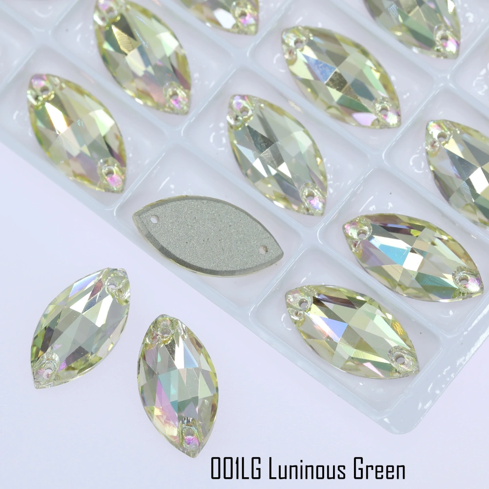 Rhinestone Navette Sew-on Stone Crystal Plating Effect Glass Sewing Stones for Clothing Top Quality Glass Crystal Sparkling