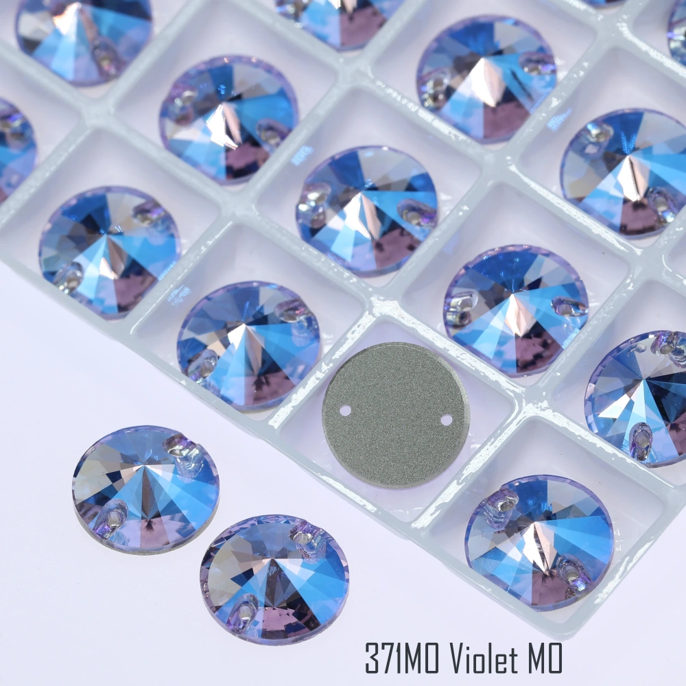 Rivoli Style Glass Crystal Sew-on Stones Normal Color Plating Effect MO Shiny Hand Sewing Gemstones for DIY Clothing Rhinestones