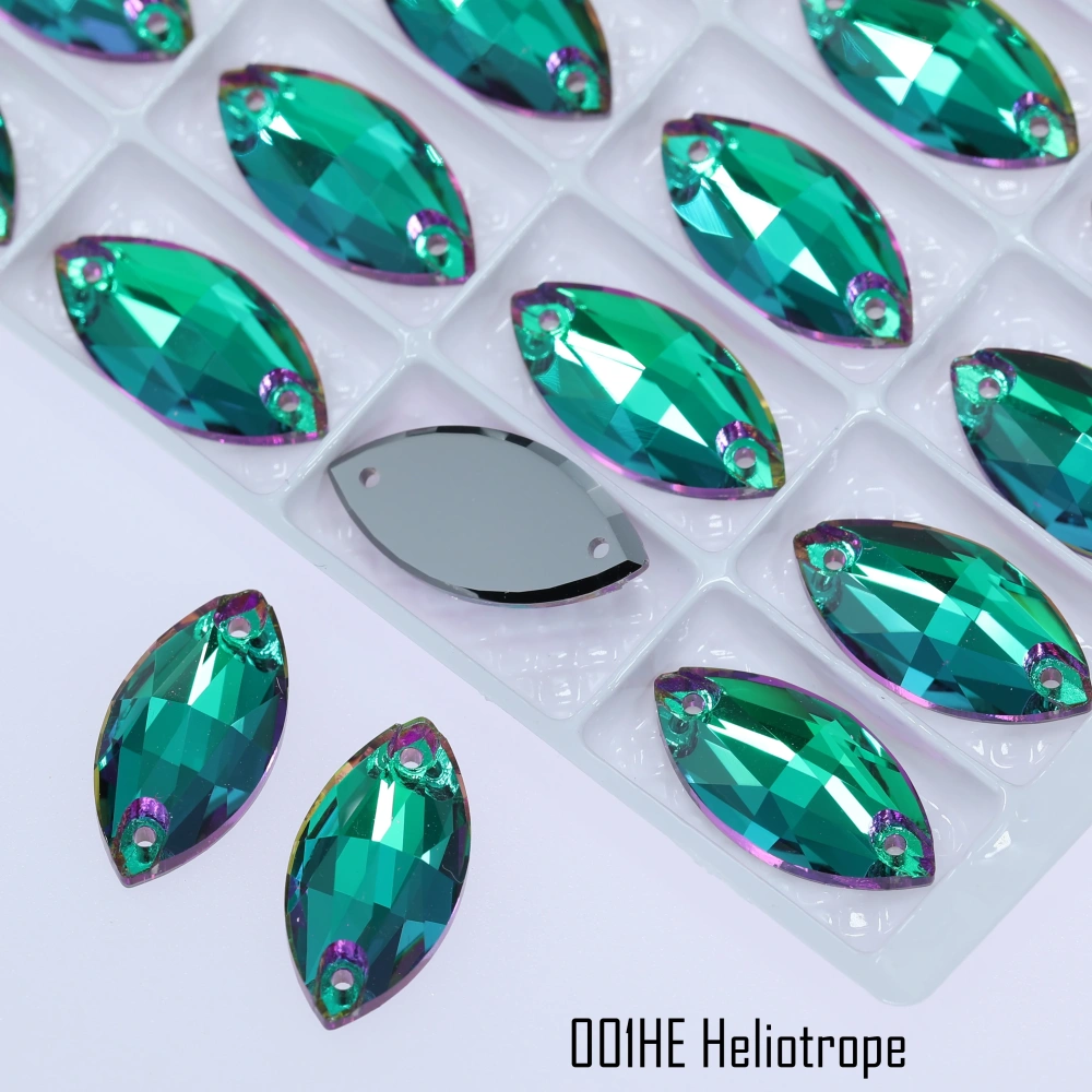 Rhinestone Navette Sew-on Stone Crystal Plating Effect Glass Sewing Stones for Clothing Top Quality Glass Crystal Sparkling