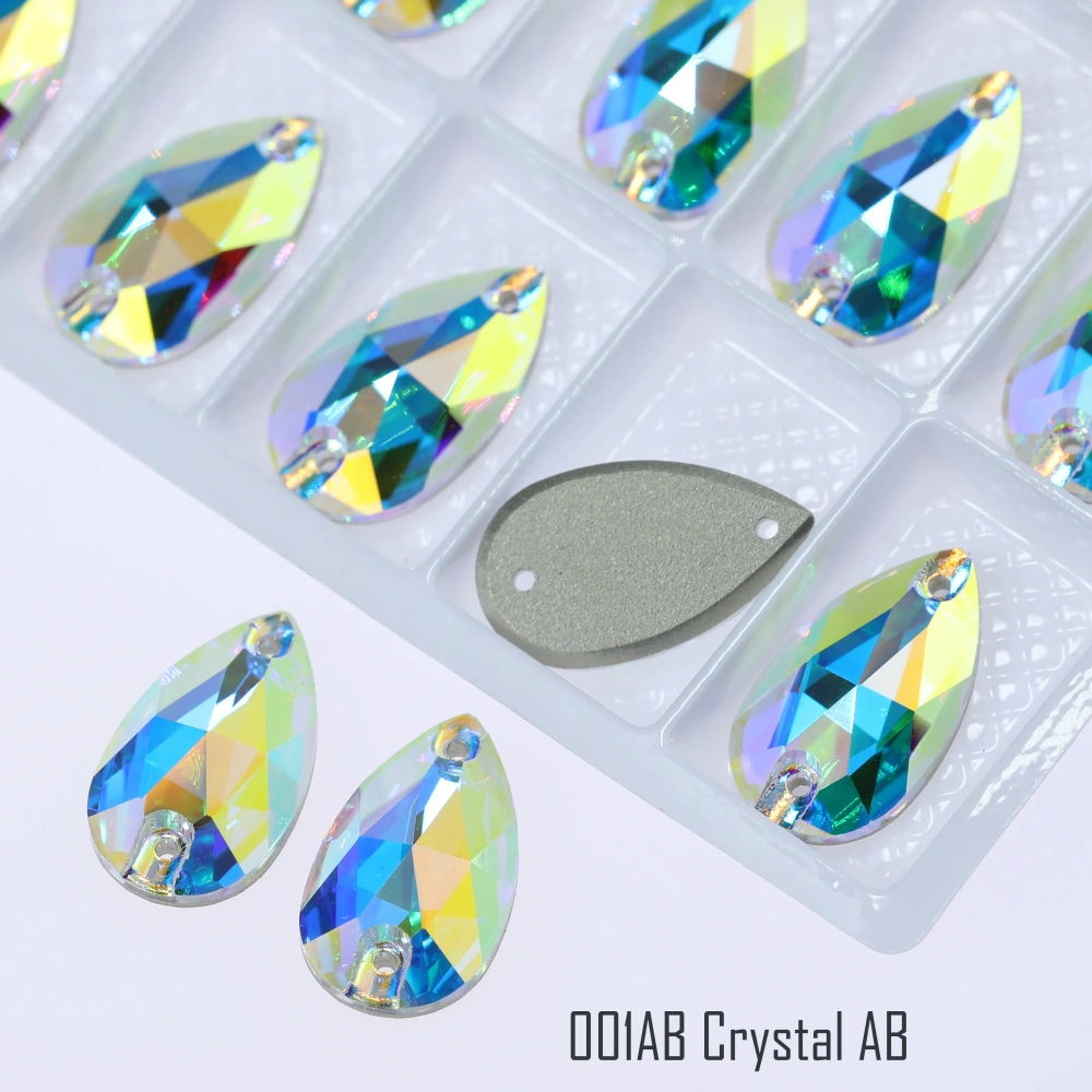 Top Quality Drop Sew On Rhinestone Glass Crystal AB Moonlight Sewing Stones For Garment Clothes Bags Flatback Sew on Rhinestones