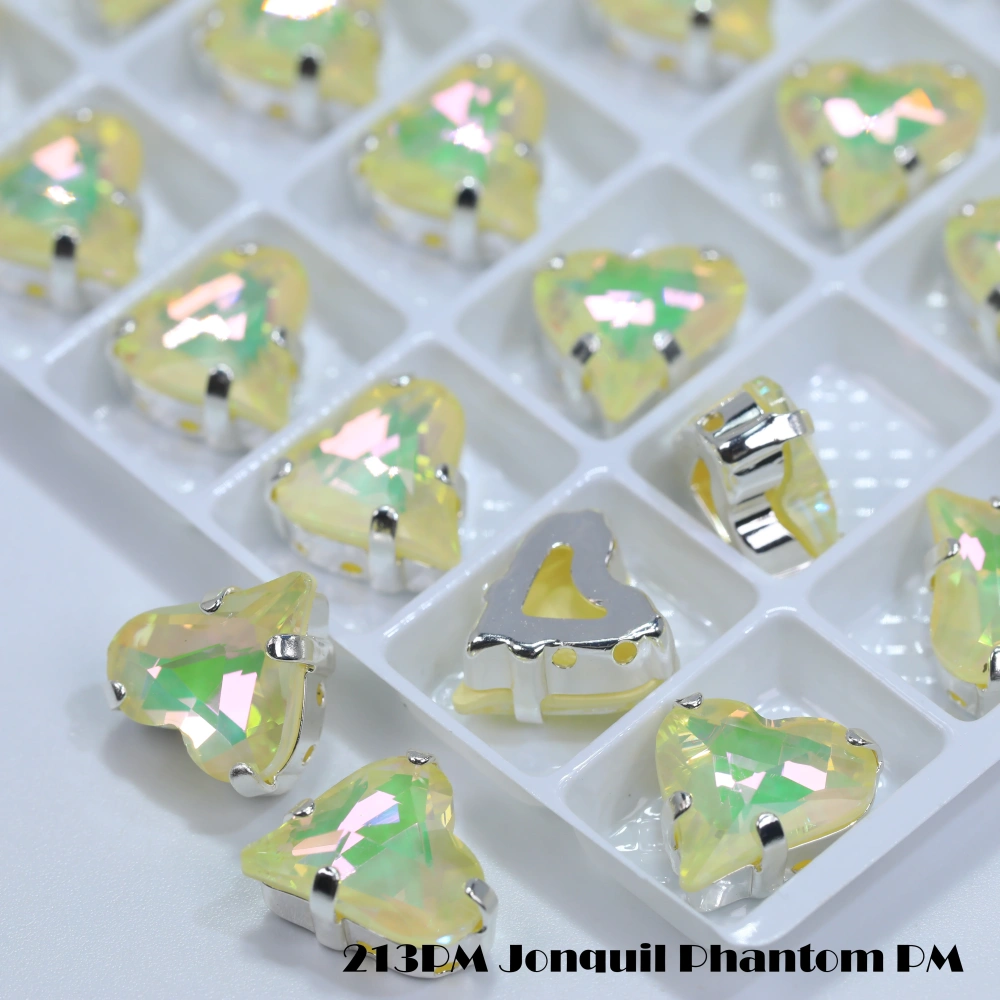 Sweet Heart Fancy Stone Claw Rhinestones Bright Lacquer Finish Plating Effect Top Quality Shine Crystal for Clothing Decoration