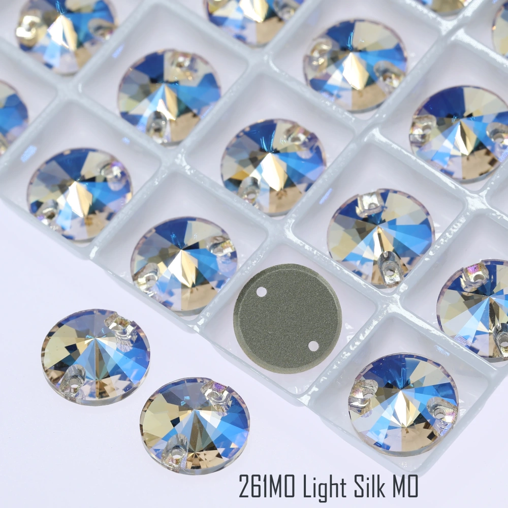 Rivoli Style Glass Crystal Sew-on Stones Normal Color Plating Effect MO Shiny Hand Sewing Gemstones for DIY Clothing Rhinestones