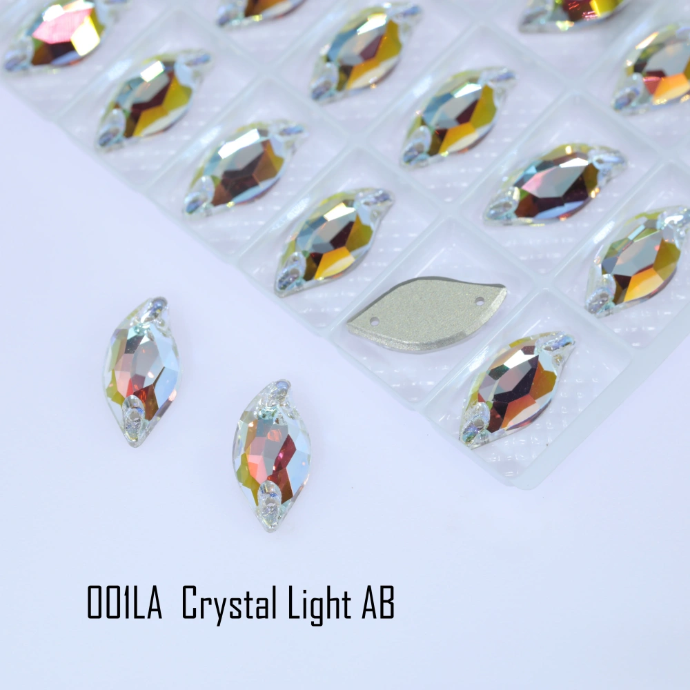 Rhinestone Diamond Leaf Sew-on Stone Crystal Plating Effect Various colors of high-quality K9 glass rhinestones with flat back