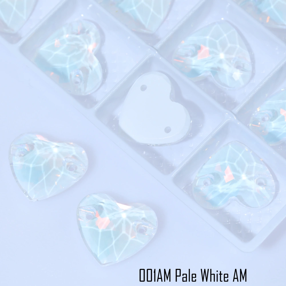 Rhinestone Heart Sew-on Stone Crystal Paint Effect AM Light Azore Phantom AM Glass Sewing Stones for Clothing Flatback Sparkling