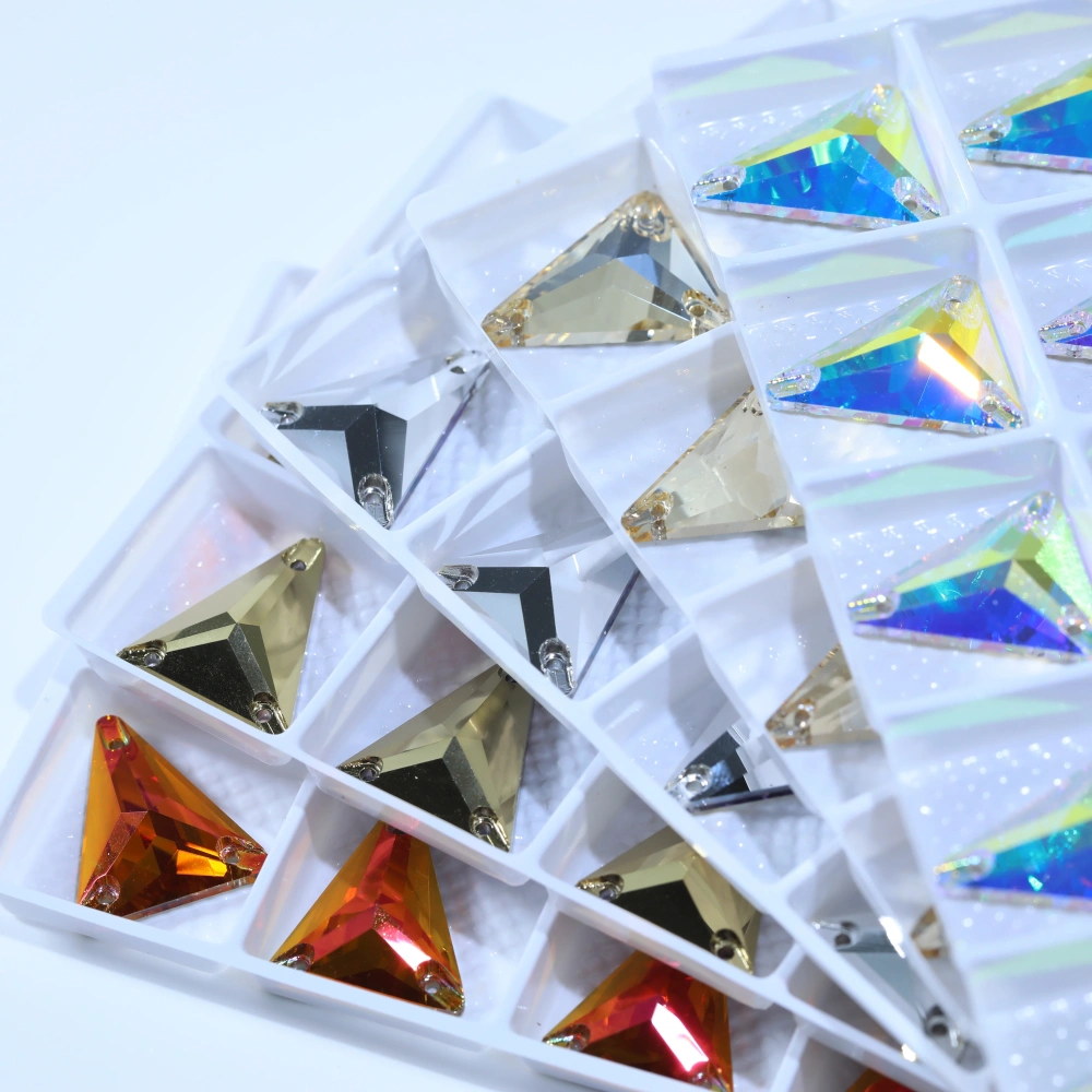 Sparkling Sewing Rhinestones Normal Color Slim Triangle Sew-on Stone 3271 Premium Grade Glass Crystal for DIY Crafts Bags Shoes