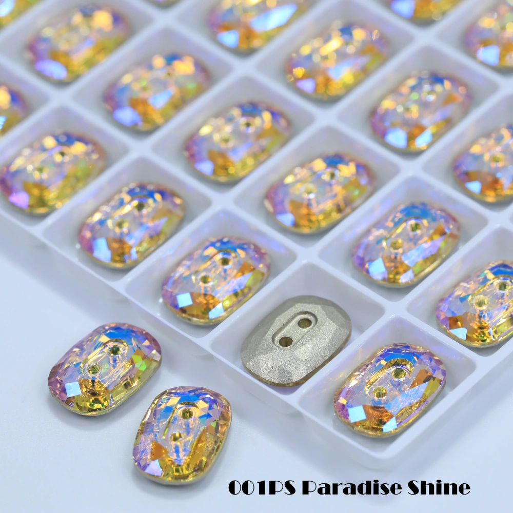 Rhinestones 2 Hole Round Octagen Buttons Stone-Design Version White Coated High Quality Crystal Sparkling Fancy for DIY Clothing