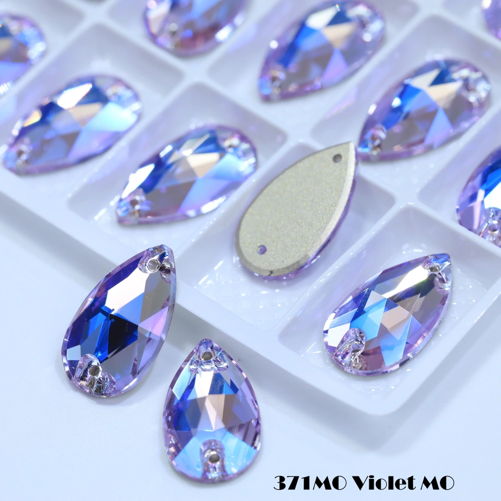 MO Sparkling Glass Rhinestone Drop Sew-on Stones Normal Color Plating Effect DIY Craft Clothing Shoe Bag Accessory Fancy Crystal
