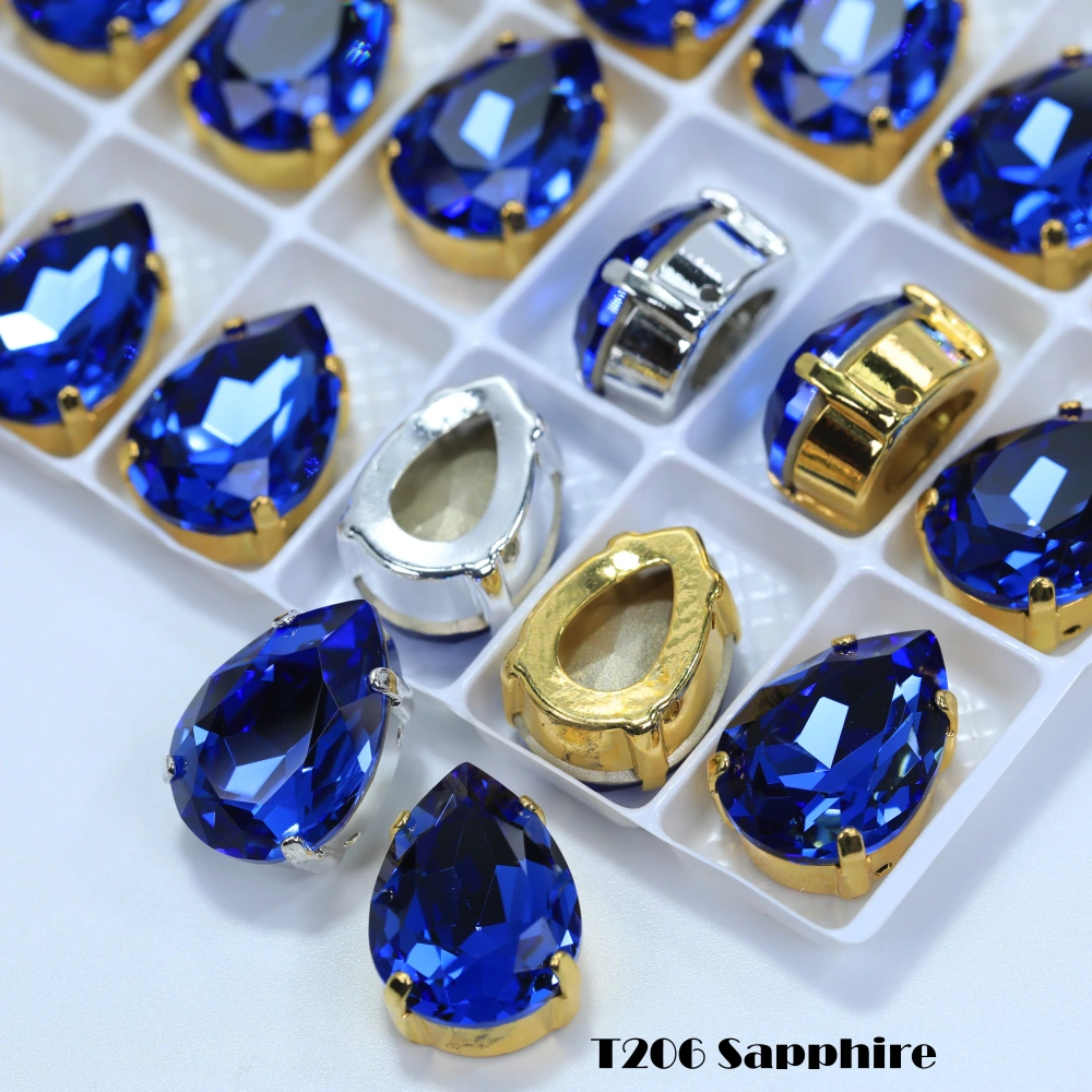 AAA Grade Bling Glass Crystal Chubby Teardrop Claw Rhinestones 3D Sparkle Sew On for DIY Craft Embellishments Bags Shoes Apparel