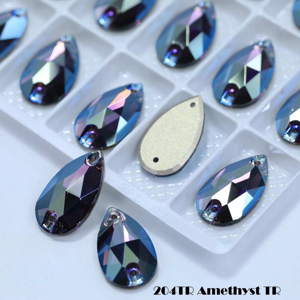 Drop TR Effect Transmission Silk Siam Glass Crystal Sewing Stones Flatback Sew on Rhinestones For Garment Clothes Bags
