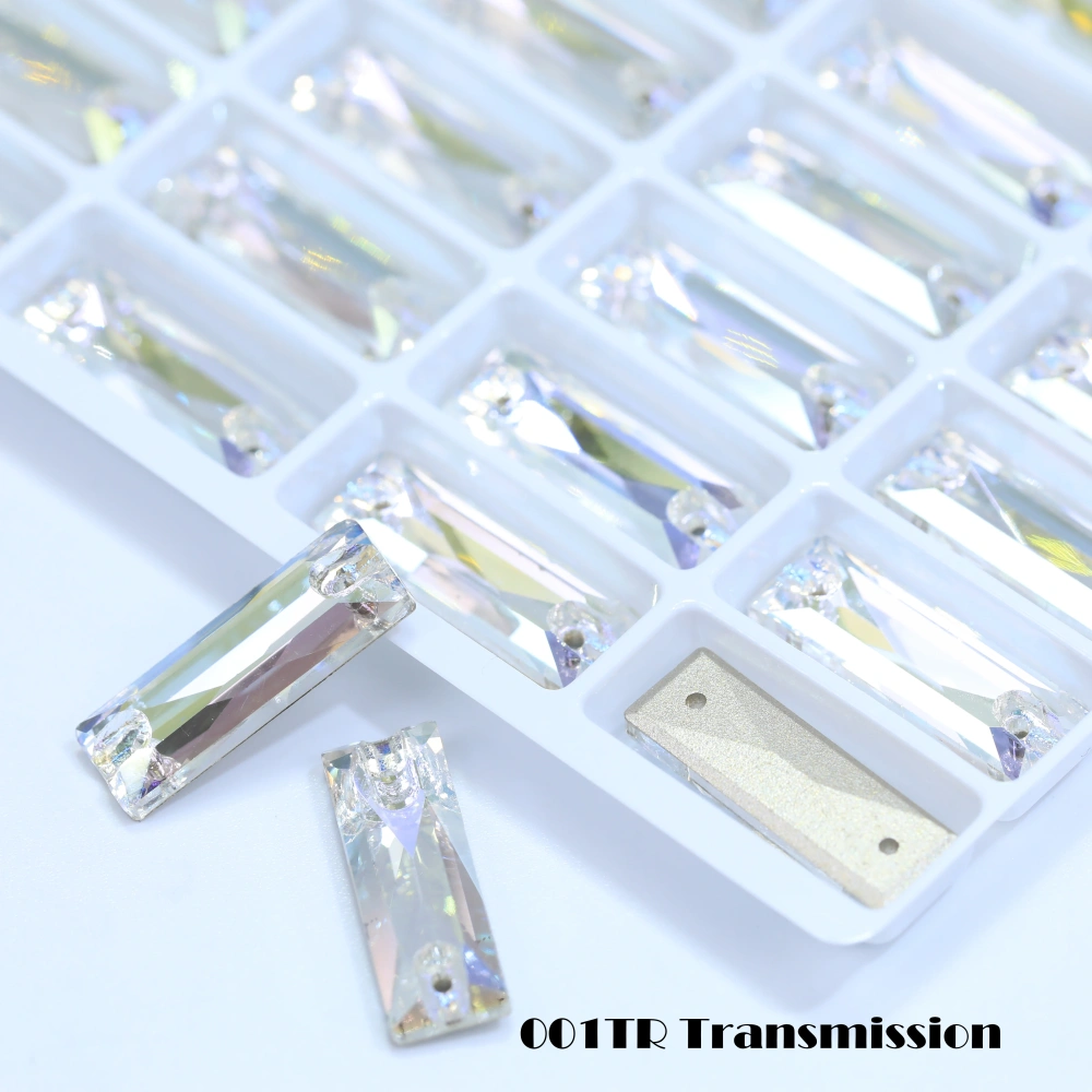 White Coated Cosmic Baguette Sew On Stones Long Glass Crystal Wedding Party Decor Nail Art DIY Craft Ornaments Craft Supplies