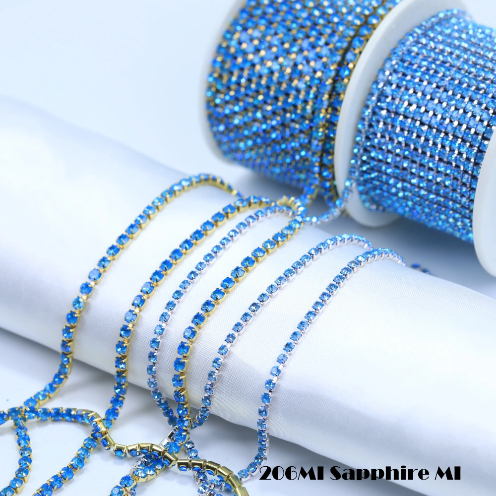 Round Crystal Rhinestone Claw Chain Sparkling AB Color Gold/Silver Plated DIY Jewelry Wedding Dress Shoes Bags Crafts Decoration