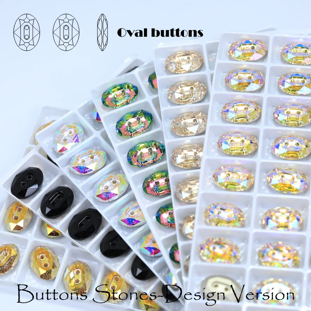 Normal Color Rhinestones Oval Buttons Stone-Design Version Superior Glass Crystal Sparkling Fancy DIY Wedding Dress Accessories