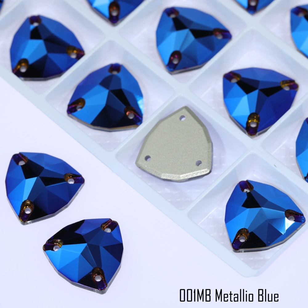 Rhinestone Trilliant Sew-on Stone Crystal Plating Effect Top Quality Sparkling Fancy K9 glass rhinestones with flatback  sewing