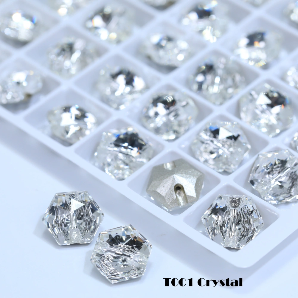 Hexagon Cross Hole Shank Buttons Metal Alloy Fasteners for Clothing Coat Jacket Shirt DIY Sewing Craft Accessories